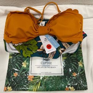 Cupshe Yellow and Floral Tropical Print High Waisted Bikini